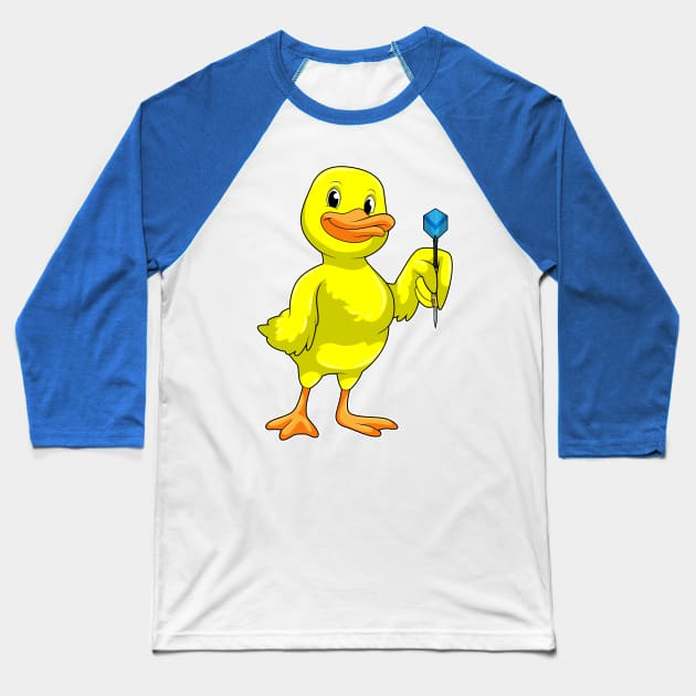 Duck at Darts with Dart Baseball T-Shirt by Markus Schnabel